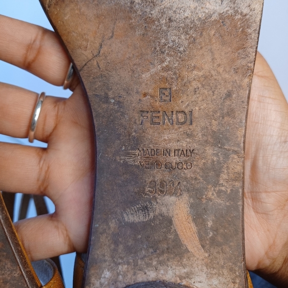 Authentic Fendi Leather Sz 39 1/2 Gladiator Ankle Boho Sandals - Picture 11 of 14